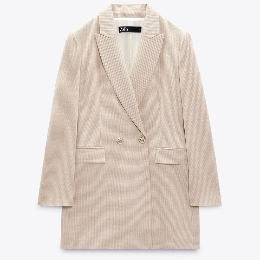 ZARA Double Breasted Long Blazer